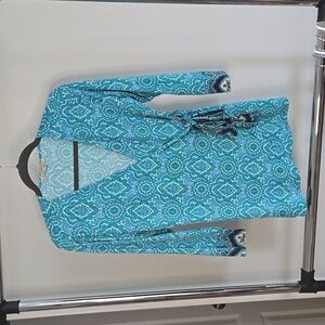 Blue paisley wrap top